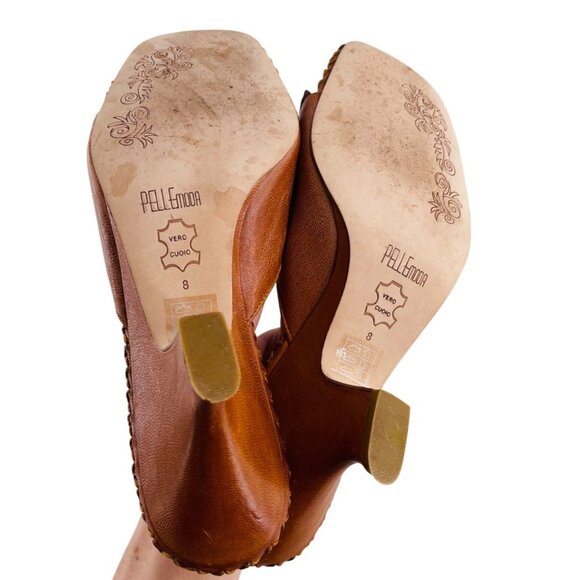 Pelle Moda Womens Brown Leather Mules Sandals Size 8 - Picture 3 of 4